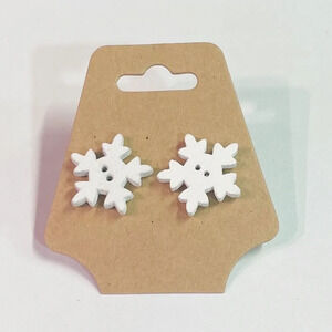 3 for $10 🛍️ Cotey Co. Custom Handmade Wooden Button Snowflake Earrings Holiday